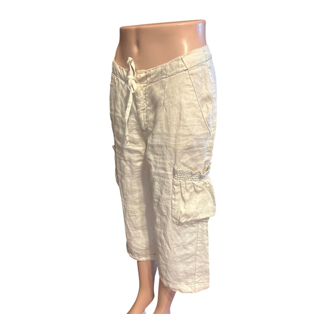 TRANSIT PAR SUCH Linen Wide Crop Drawstring Lounge Pants BEACH SLOUCHY Size 0 XS